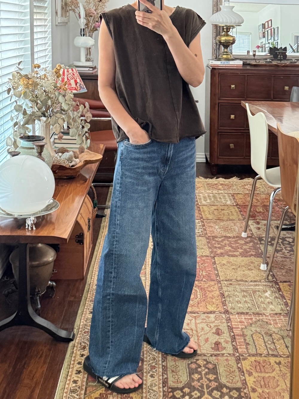 Agolde Ren In Chord High Rise Wide-Leg Raw Hem Jeans Size 27